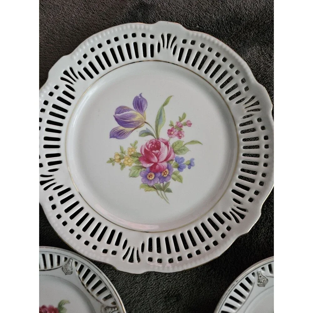 Vtg Schwarzenhammer Bavaria Germany Lattice Floral 6 3/4